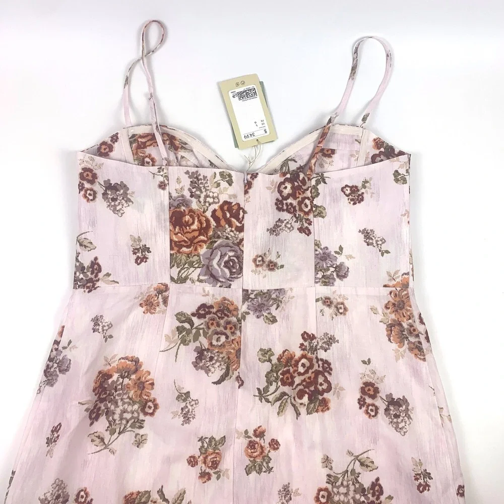 H &‎ M Brock Collection Brocade Print Corset Dress Sz L Couquette Strappy Floral